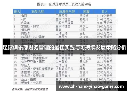 足球俱乐部财务管理的最佳实践与可持续发展策略分析 足球俱乐部财务管理的最佳实践与可持续发展策略分析